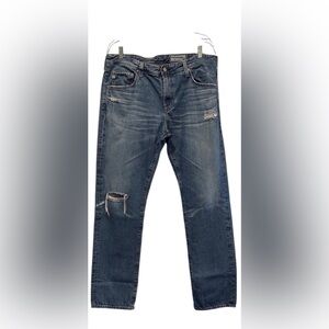 AG Matchbox Slim and straight Relaxed Blue Distressed Jeans